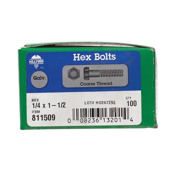 Hillman Hex Head Cap Screw, Galvanized Steel, 1-1/2 in L 8095036 - main